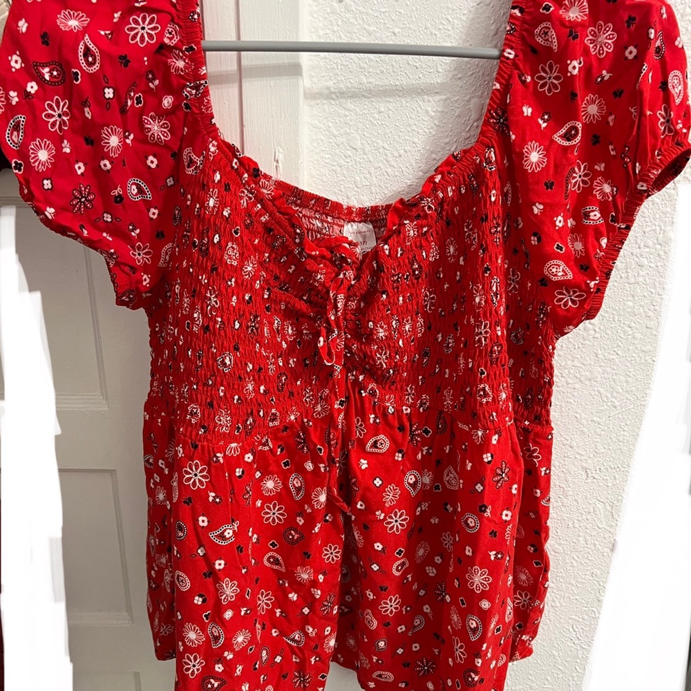 Red Floral Women's Top